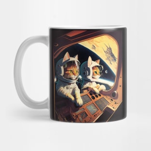 Cute Cats in Space Retro Fantastic Japanese Anime Mug